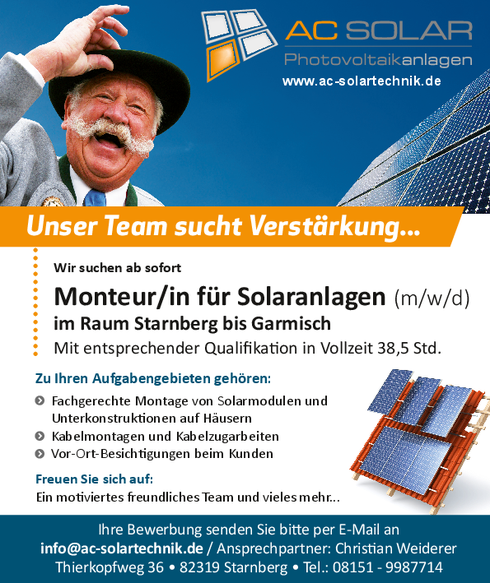 Montagekräfte für Solaranlagen (m/w/d) 